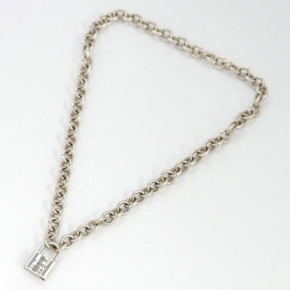 Tiffany & Co. 1837 Padlock Lock Chain Necklace 16" Silver 925 Auth w/Bag #8951 - Picture 3 of 7